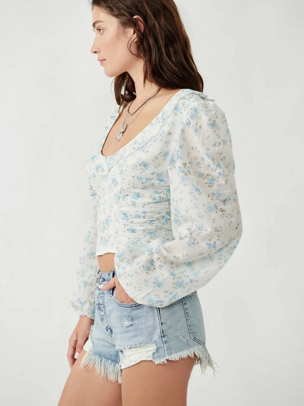 Free People Another Life Printed Top Floral Crop Top Size M